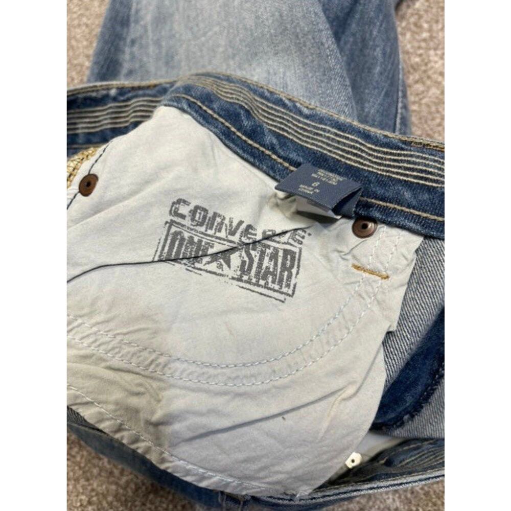 Y2K Indie Sleaze 2000s Converse One Star Low Rise Flare Jeans Size 6 Faded Blue - Picture 4 of 12